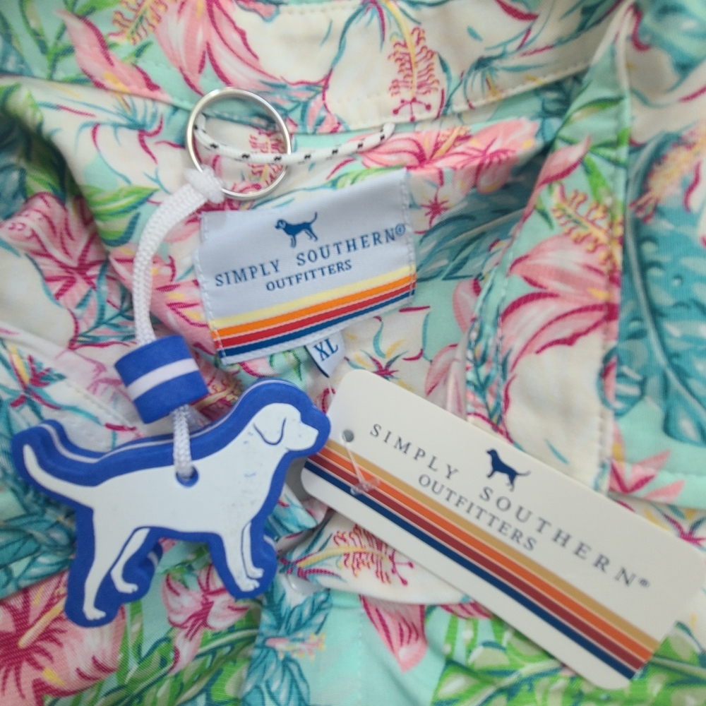 Simply Southern Tropical Stretch Button Down Shirt NWT Mens Large, XL and 2x - Picture 5 of 5